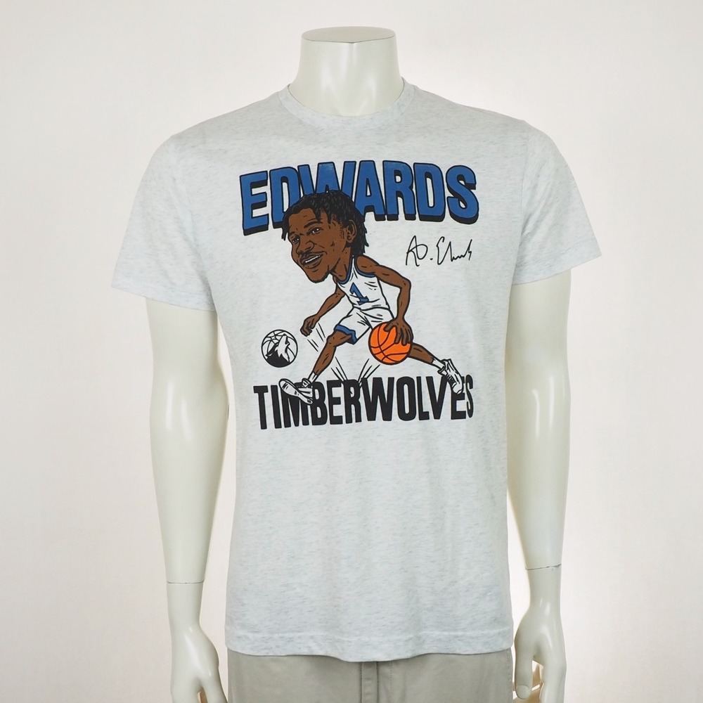 New Homage Minnesota Timberwolves Anthony Edwards Shirt Mens Medium Gray
